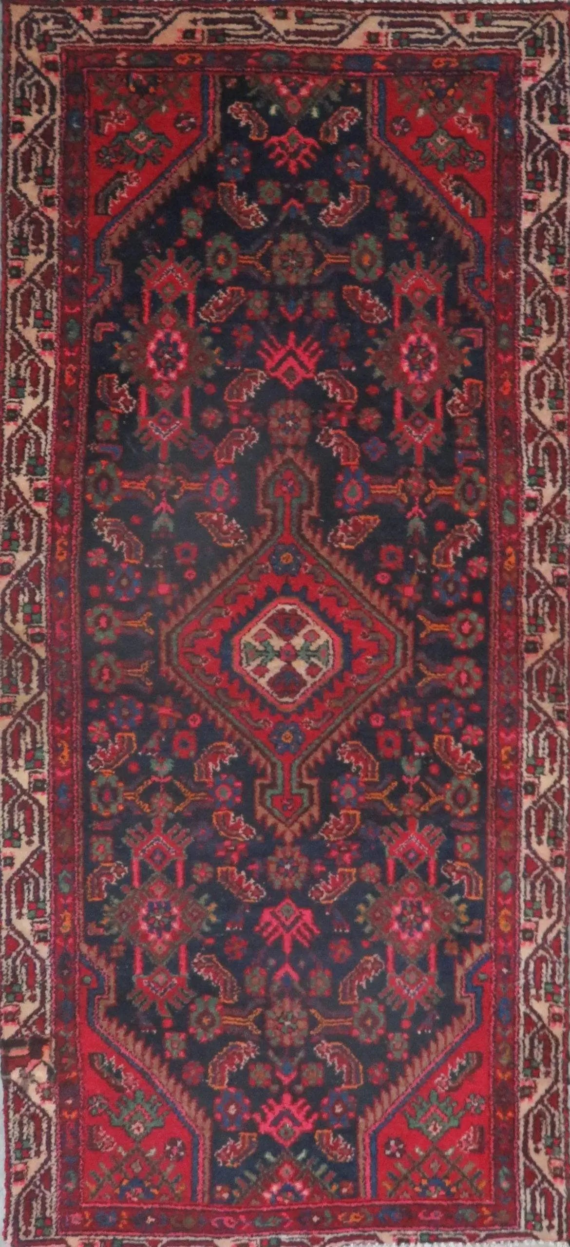 One Of The Kind Hand-Knotted Persian Wool Rug _ Luxurious Vintage Design, 6'1" x 2'10", Artisan Crafted